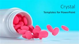  Presentation with freeze - Presentation theme consisting of freeze-motion-of-falling-pills background and a cyan colored foreground