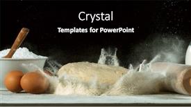  Presentation with food preparation - Presentation theme enhanced with freeze-motion-of-falling-yeast background and a black colored foreground