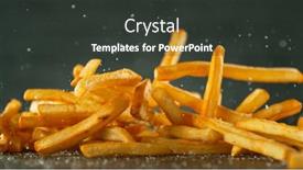  Presentation with french fries - PPT theme consisting of freeze-motion-of-flying-french background and a dark gray colored foreground