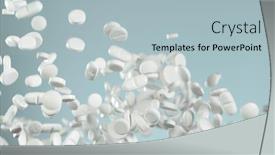  Presentation with medical pills - Slide set consisting of freeze-motion-of-flying-group background and a light blue colored foreground