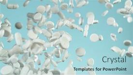  Presentation with medical pills - Cool new presentation design with freeze-motion-of-flying-group backdrop and a light blue colored foreground