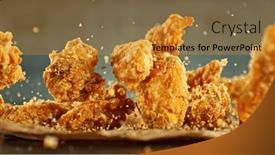  Presentation with food chicken - Slide deck featuring freeze-motion-of-flying-pieces background and a gold colored foreground
