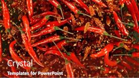  Presentation with red chilli - PPT theme having freeze-motion-of-flying-red background and a tawny brown colored foreground