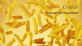  Presentation with penne pasta - Theme with freeze-motion-of-flying-uncooked background and a yellow colored foreground