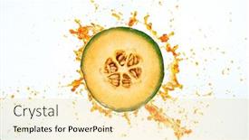  Presentation with melon - PPT theme featuring freeze-motion-of-fresh-cantalope background and a blonde colored foreground
