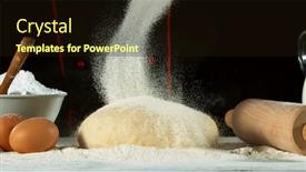  Presentation with food preparation - Presentation design enhanced with freeze-motion-of-pouring-flour background and a wine colored foreground