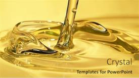  Presentation with freeze - Beautiful PPT theme featuring freeze-motion-of-pouring-oil backdrop and a yellow colored foreground