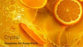  Presentation with freeze - Slide deck having freeze-motion-of-pouring-orange background and a gold colored foreground