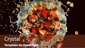  Presentation with milk splash - Colorful presentation design enhanced with freeze-motion-of-rotating-cereal backdrop and a tawny brown colored foreground