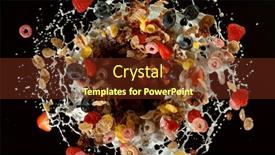  Presentation with milk splash - PPT theme having freeze-motion-of-rotating-cereal background and a tawny brown colored foreground