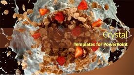  Presentation with milk splash - Presentation design featuring freeze-motion-of-rotating-cereal background and a tawny brown colored foreground