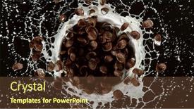  Presentation with milk splash - Cool new PPT theme with freeze-motion-of-rotating-cereal backdrop and a tawny brown colored foreground
