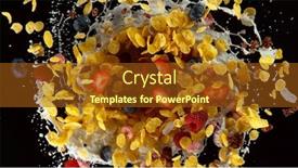  Presentation with milk splash - PPT theme consisting of freeze-motion-of-rotating-cereal background and a tawny brown colored foreground