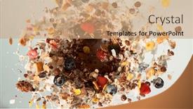  Presentation with white healthy food - Colorful presentation theme enhanced with freeze-motion-of-rotating-cereal backdrop and a coral colored foreground