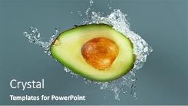  Presentation with avocado - Beautiful presentation theme featuring freeze-motion-of-sliced-avocado backdrop and a ocean colored foreground