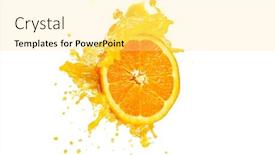  Presentation with orange juice - Amazing PPT layouts having freeze-motion-of-sliced-orange backdrop and a yellow colored foreground