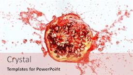  Presentation with pomegranate - Beautiful slides featuring freeze-motion-of-sliced-pomegranate backdrop and a coral colored foreground