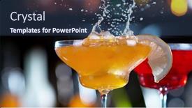  Presentation with cocktail bar - Slide set consisting of freeze-motion-of-splashing-cocktail background and a ocean colored foreground