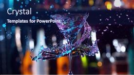  Presentation with splashing - Amazing PPT theme having freeze-motion-of-splashing-martini backdrop and a navy blue colored foreground