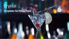  Presentation with splashing - Beautiful slide deck featuring freeze-motion-of-splashing-martini backdrop and a navy blue colored foreground