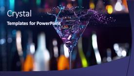  Presentation with splashing - Theme featuring freeze-motion-of-splashing-martini background and a navy blue colored foreground