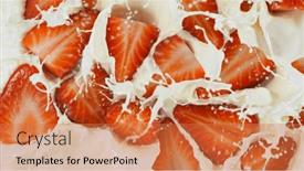  Presentation with strawberries - Slides enhanced with freeze-motion-of-whirling-milk background and a  colored foreground