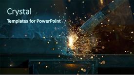  Presentation with freeze - PPT theme with freeze-motion-of-working-welder background and a ocean colored foreground