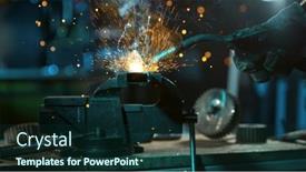  Presentation with freeze - Presentation design enhanced with freeze-motion-of-working-welder background and a wine colored foreground