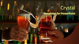  Presentation with freeze - PPT layouts having freeze-motion-shot-of-clinking background and a tawny brown colored foreground