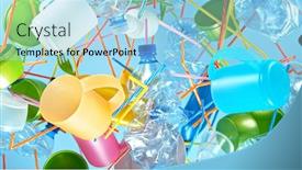  Presentation with plastic waste - PPT theme enhanced with freeze-motion-shot-of-flying background and a light blue colored foreground