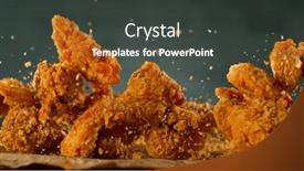 Presentation with fried chicken - PPT layouts consisting of freeze-motion-shot-of-flying background and a dark gray colored foreground