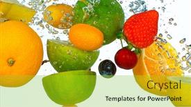  Presentation with fresh water - PPT theme consisting of freeze-motion-shot-of-fresh background and a gold colored foreground