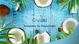 Presentation with coconut water - PPT theme with freeze-motion-top-shot background and a light blue colored foreground