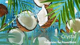  Presentation with coconut water - Presentation design featuring freeze-motion-top-shot background and a teal colored foreground