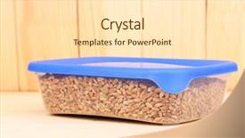  Presentation with plastic container - Slide deck featuring freezer packaging - filled plastic container on wooden background and a lemonade colored foreground