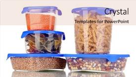 Presentation with plastic containers - Beautiful PPT layouts featuring freezer packaging - filled plastic containers isolated backdrop and a coral colored foreground