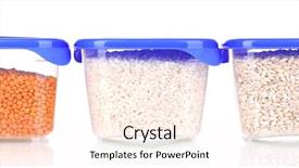  Presentation with plastic containers - Presentation with freezer packaging - filled plastic containers isolated background and a pink colored foreground