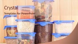  Presentation with plastic containers - Beautiful presentation theme featuring freezer packaging - filled plastic containers on wooden backdrop and a lemonade colored foreground