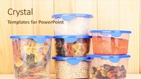  Presentation with freezer - PPT layouts featuring freezer packaging - filled plastic containers on wooden background and a cream colored foreground