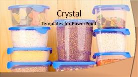  Presentation with plastic containers - PPT layouts with freezer packaging - filled plastic containers on wooden background and a lemonade colored foreground