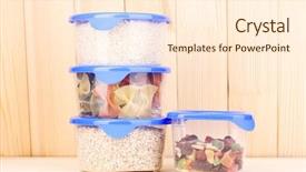  Presentation with plastic containers - Beautiful slide set featuring freezer packaging - filled plastic containers on wooden backdrop and a cream colored foreground