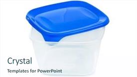  Presentation with recyclable plastic container - Audience pleasing PPT layouts consisting of freezer packaging - plastic box isolated on white backdrop and a sky blue colored foreground
