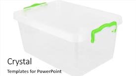  Presentation with plastic container - Audience pleasing slide deck consisting of freezer packaging - plastic container isolated on white backdrop and a white colored foreground