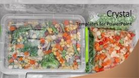  Presentation with freezer - Slide deck enhanced with freezer with different vegetables closeup background and a light gray colored foreground