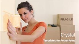  Presentation with wall - Presentation theme enhanced with frege - portrait of a woman laying background and a  colored foreground