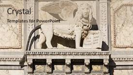  Presentation with lion cartoon - Beautiful presentation theme featuring frege - satue of the saint mark backdrop and a  colored foreground