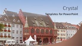  Presentation with western - Audience pleasing PPT theme consisting of freiburg-im-breisgau-germany-august backdrop and a light blue colored foreground