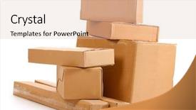  Presentation with boxes - Cool new slide deck with freight cargo - brown cardboard boxes isolated backdrop and a  colored foreground