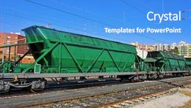  Presentation with cars - Beautiful PPT layouts featuring freight cars in the railway backdrop and a teal colored foreground