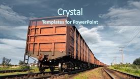  Presentation with railway cargo - Audience pleasing presentation design consisting of freight forwarding - cargo railway coach backdrop and a ocean colored foreground